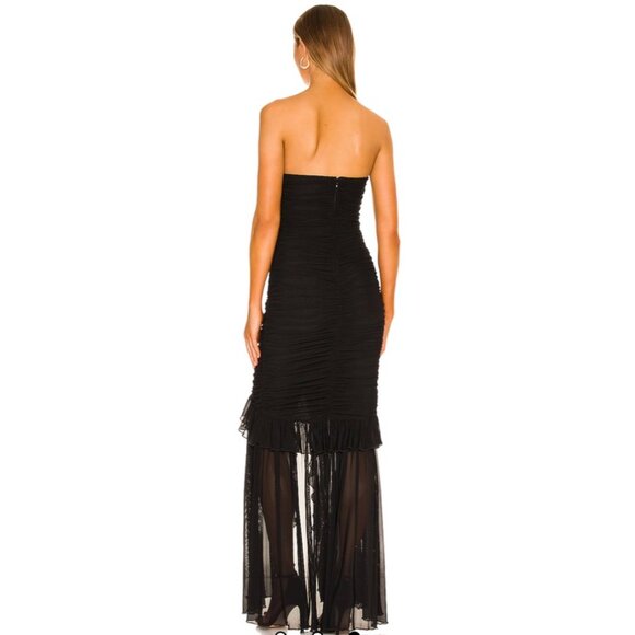 MAJORELLE REVOLVE BLACK STRAPLESS RUCHED DESIGN MAXI NWT SZ S - Picture 4 of 13